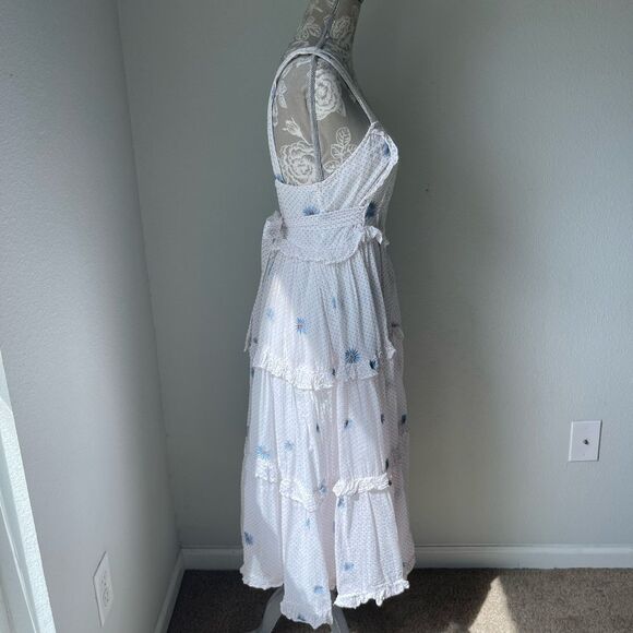Free People Daisy Chain Midi Dress in Neutral Combo - Picture 4 of 12